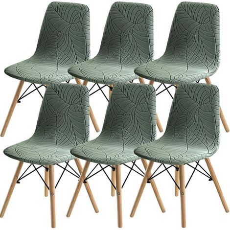 Housses de chaises élégantes - Housses de chaises élastiques - Housses de chaises lavables sans accoudoirs - Pour salles à manger et salons (Vert - Lot de 6) (1/5)