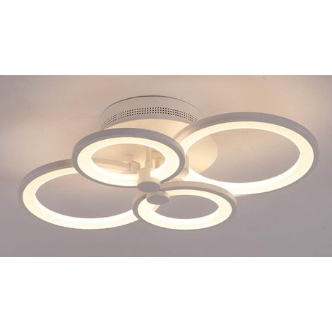 COMELY Dimmable LED Ceiling Light, 57W Modern Ceiling Light Fixture with Remote Control/APP, 4 Rings Round Design Ceiling Lamp for Living Room, Bedroom, Dining Room, Gold (57.5×46×11.5cm) [Energy Clas (1/4)