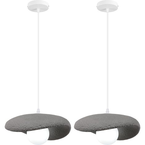 2PCS Moderne Suspension Luminaire Plafonnier Lampe Créatif Nordique Lustre Eclairage E27 pour Cuisine Salon Chambre Gris (1/5)