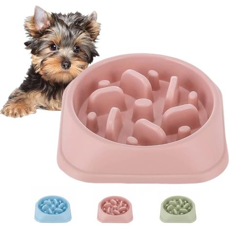 Alimentation Lente, Plats d'alimentation antidérapants, évitant l'étouffement du Bol Amusant pour Les Petits et Moyens Chiens Rose (1/5)