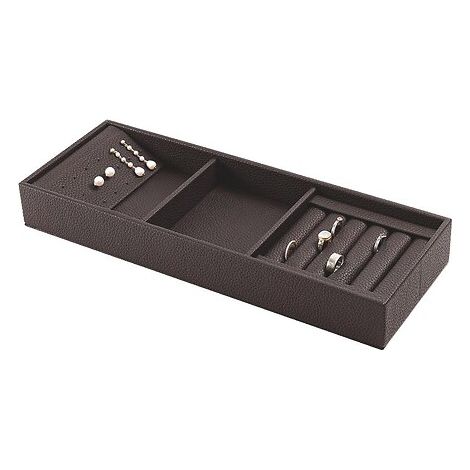 Boite de rangement Porte-bagues et boucles d'oreilles Excessories - P 410 x L 150 x H50 mm - simili cuir finition Moka - SALICE