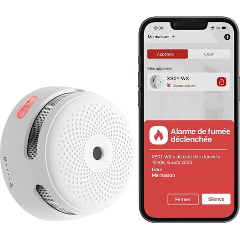 Détecteur de Fumée Connecté Wi-FI, XS01-WX, Lot de 1 Pile Remplaçable, Notifications via l’Application et Conformité à la Norme EN 14604 (1/5)