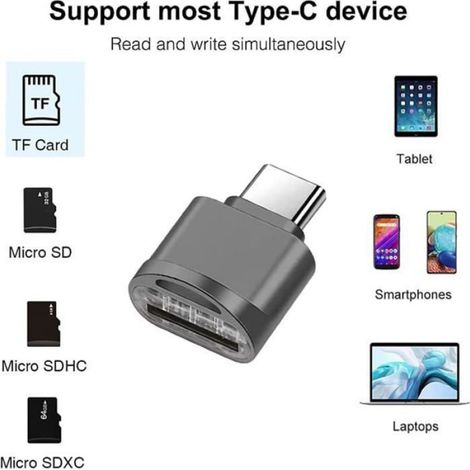 Lecteur De Carte Sd, Lecteur De Carte De Type C Avec Adaptateur Usb C, Lecteur De Carte Otg Usb C Vers Sd Sdxc (1/5)