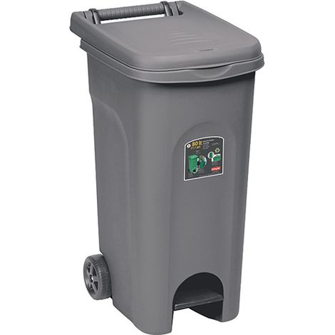BIDONE URBAN ECO SYSTEM CON PEDALE LT.80- - cm.51x40x79,5h. - grigio polvere - 1 pezzi STEFANPLAST