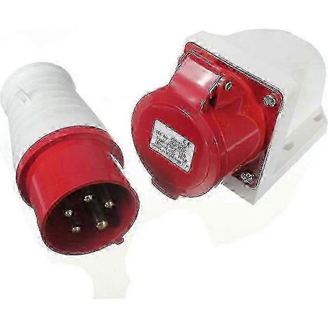 Prise et fiche électriques triphasées 16 A, 380-415 V, étanches IP44 (1/5)