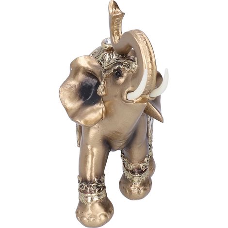 Statue d'éléphant en résine, figurine décorative pour bureau ou salon, couleur or, 16,5 x 8 x 16 cm (1/5)