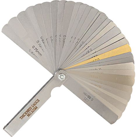 Jauge d'Épaisseur Feeler Gauge jeu de cale mecanique 32PCS + Jauge d'Épaisseur Coudeé 16 Lames Tout en Acier Inoxydable avec Métrique/Impérial Unité (1/3)