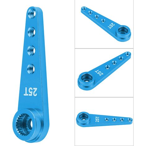 Bras de servo 25T en alliage d'aluminium usiné CNC pour camion RC WPL 1627 (Bleu) (1/5)