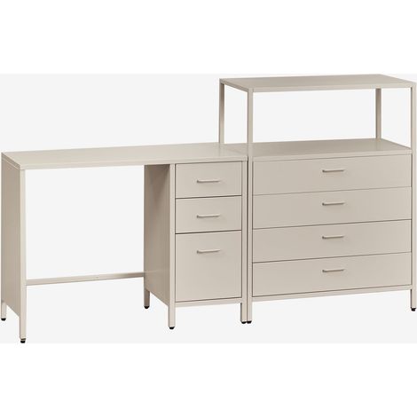 Ensemble de bureau avec tiroirs et caisson en acier Janine SKLUM Tapioca Beige (1/5)
