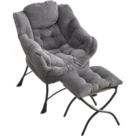 Fauteuil relax avec repose-pieds et poche, structure en acier (1/3)