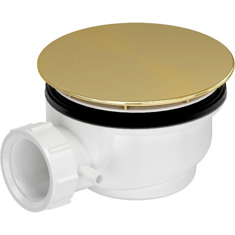 bonde de receveur diamètre 90 mm - capot or doré brossé - evacuation horizontale (1/3)