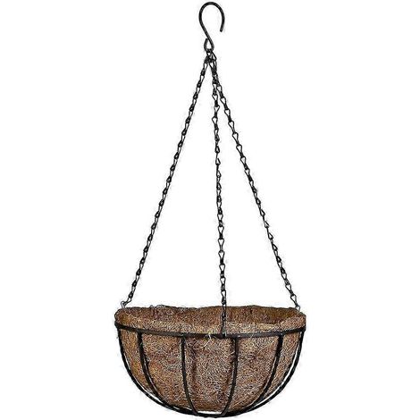 Jardinière suspendue en métal et fil de coco, support à fleurs pour pots de porche, 25 cm (10 pouces) (1/5)