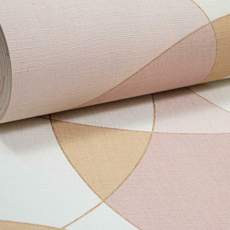 Rasch Retro Circle Pattern Pink Orange Gold White Wallpaper (1/4)