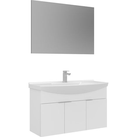 Ensemble Meuble Vasque avec Miroir (2 Pièces) "Purus 100" - 100 x 50 x 58 cm - White (1/3)