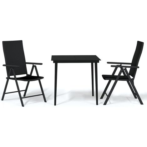 Juego de comedor de jardín muebles de exterior 3 piezas negro 020013666
