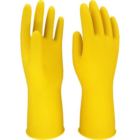 Gants ménagers en caoutchouc jaune – lot de 5 paires, épais (1/5)
