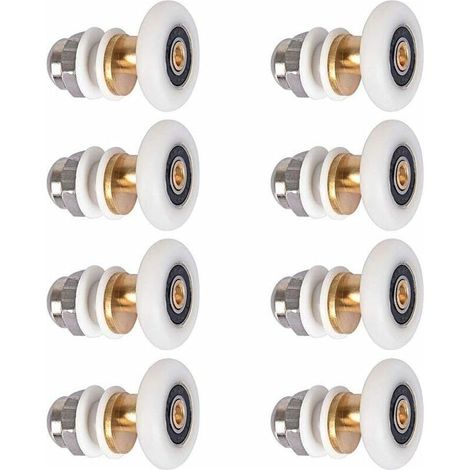 Roulettes de porte douche 27mm – Lot de 8 rouleaux en nylon et cuivre – Pour portes coulissantes et incurvées – Installation facile (1/5)