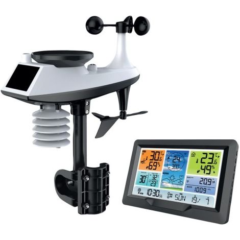 Station Météo Professionnelle Couleur Sans fil USB SM-061 – Radio-Pilotée, Capteur extérieur inclus, 2 alarmes avec fonction Snooze (1/3)