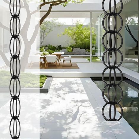 Cadenas de lluvia decorativas inoxidables para jardín, adornos colgantes para el hogar, balcón, patio, captadores de lluvia funcionales con función de drenaje -3 m/10 pies (1/5)
