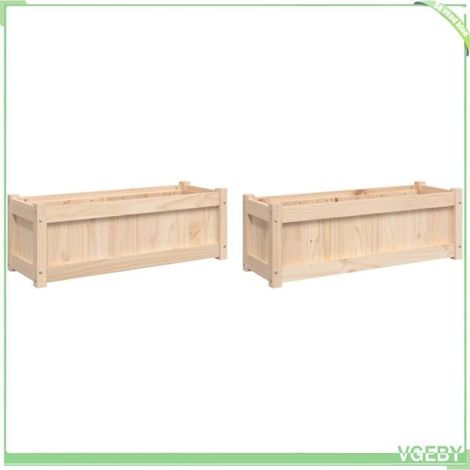 Jardinière / bac à fleurs - FAFEICY - 837450 - Bois de pin massif - 90x31x31 cm - Pack 2 pièces (1/5)