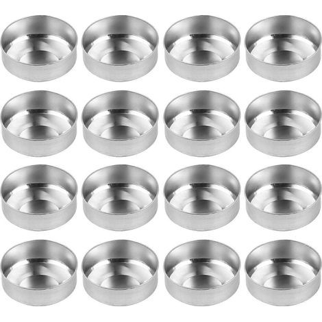100 leere Aluminium-Teelichtdosen zur Kerzenherstellung – 3,8 x 3,8 x 1,5 cm – Silber (1/4)