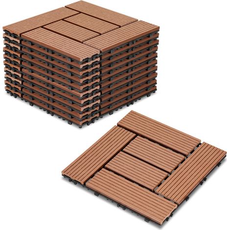 SWANEW Lastra per terrazza Piastrelle per terrazza da esterno in WPC, 30x30 cm, resistente agli agenti atmosferici, sistema a innesto, marrone 11 pz (1/5)