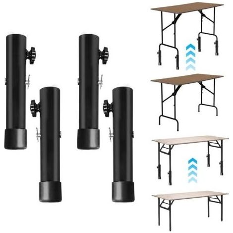 Ensemble de 4 pieds de table réglables en métal, rallonges pour pieds de table pliés ou droits de 20 cm avec accessoires de montage, pieds de meubles en métal pour meubles, tables et chaises (1/5)
