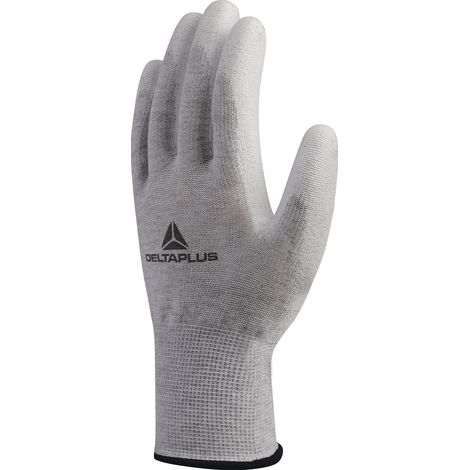 Gant antistatique tricot polyester/carbone - paume enduite pu DELTA PLUS - D020VE702PESD0 T8