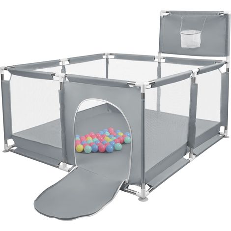 Recinto per bambini Recinto per bambini Cancello di sicurezza Barriera Recinto per bambini Cortile per giochi Centro attività per bambini all'aperto e al coperto Giardino Giocattolo 126x126x66cm Grigi