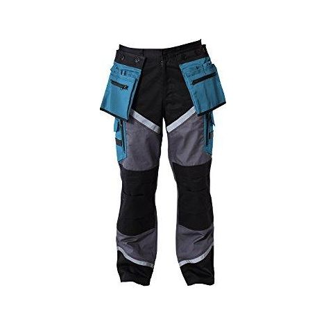 Pantalones negros, grises y turquesas. Con franjas reflectantes. Talla XL, CE, lahti (1/3)