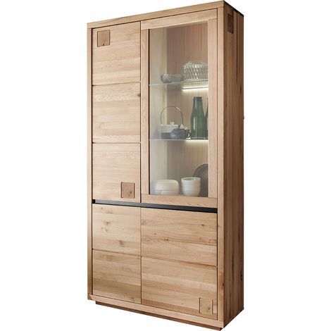 Vitrine 103 cm breit Eiche massiv geölt WINCHESTER-69 (1/5)