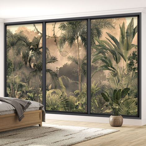 Papier peint panoramique Trompe l'oeil baie vitrée - Jungle - 130 cm x 78 cm (1/5)