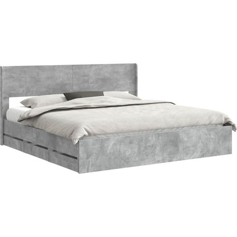 Bed Frame with Storage and Headboard Concrete Grey 200 x 200 cm vidaXL (1/5)
