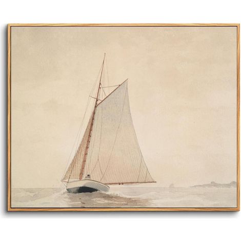Leinwandbilder Vintage Wei&xDFes Segelboot-Rahmen Holz 25L x 20B cm (1/5)