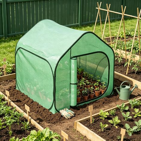 Mini-serre pliable pour légumes, plantes et fleurs, en polyéthylène avec porte zippée (1/5)