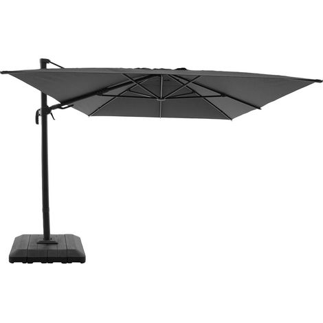 Rectangular cantilever parasol 3x4m + cover and ballast slabs 98x98cm anthracite - Ombrea