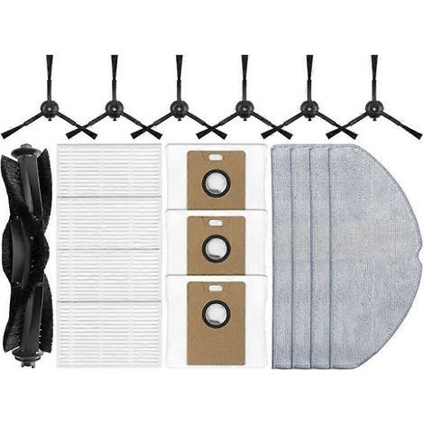 Lot de 2 kits de 18 pièces de rechange pour robot aspirateur Roborock RV30 Max RV30 RV20 Max RV20, brosse principale, filtres, lingettes de nettoyage et sacs à poussière, montage facile (1/5)