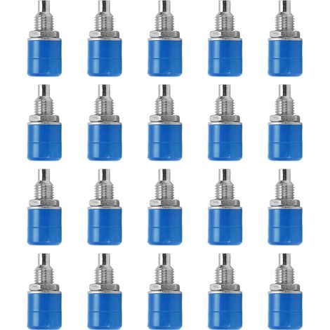 Lot de 20 prises bananes femelles 4mm cuivre nickelé, adaptateur jack bleu pour équipement électronique 24.070 (1/5)