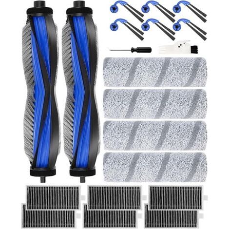 FOREHILL X11 OmniCyclone Accessoires pour ECOVACS DEEBOT X11 OmniCyclone/X11 Pro Omni Robot Aspirateur, 20 Pièces de Rechange: 2 Brosses Principales, 6 Brosses Latérales, 6 Filtres, 4 Rouleaux de Lava (1/2)