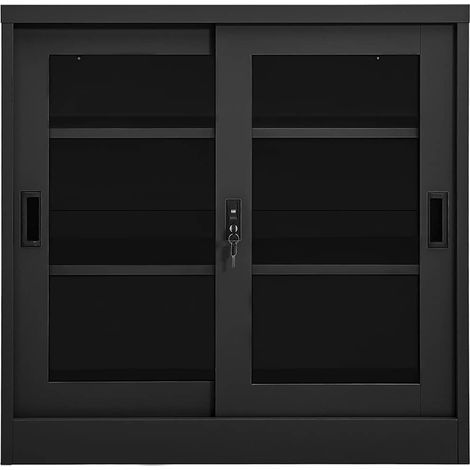 Armadio con Ante Scorrevoli Antracite 90x40x90 cm in Acciaio DAS357607 (1/5)