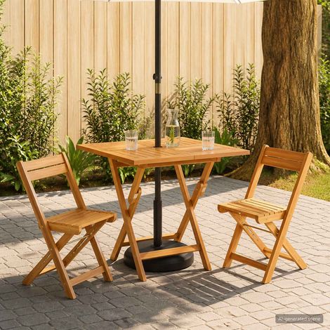 vidaXL Mesa de jardín plegable Natural 90 x 90 x 75 cm (1/5)