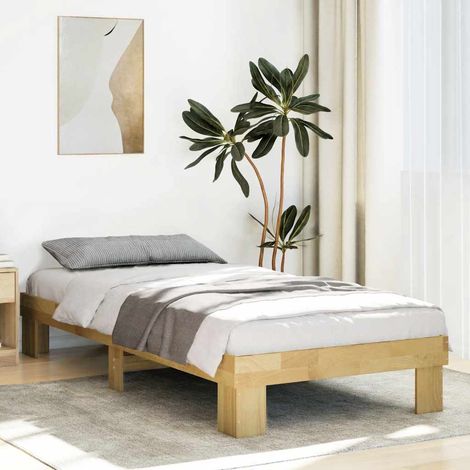 Bed Frame without Mattress 90x200 cm Solid Wood Oak vidaXL (1/5)