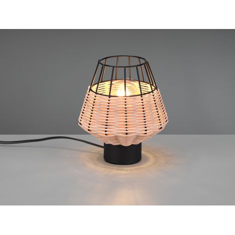 LED Tischleuchte Rattan Geflecht Natur und Gitter im Boho Stil, Höhe 20cm (1/5)