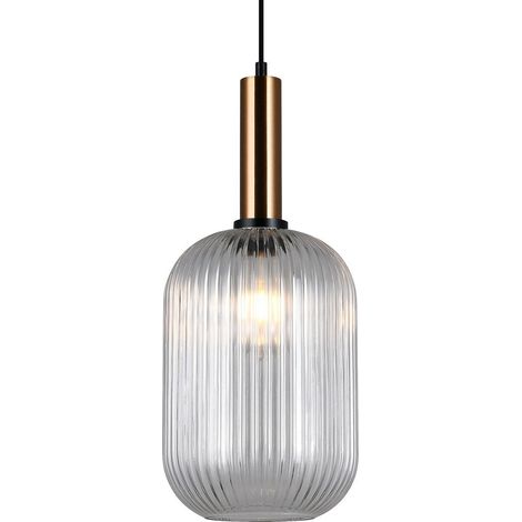 Italux Antiola - Lámpara colgante moderna de latón 1 luz con pantalla transparente, E27 (1/3)
