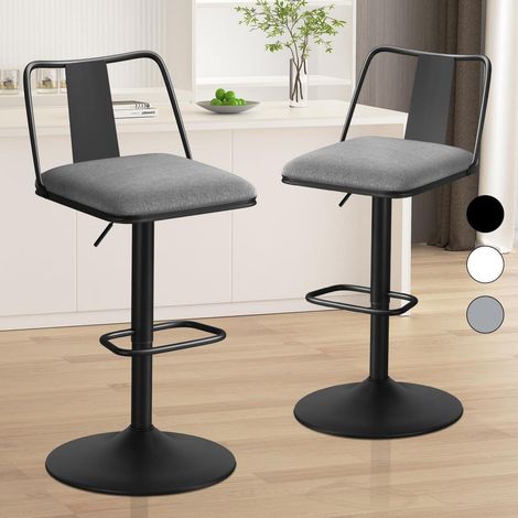 Barhocker-Set 2 Stück mit Rückenlehne, höhenverstellbar, drehbar, grau (1/5)