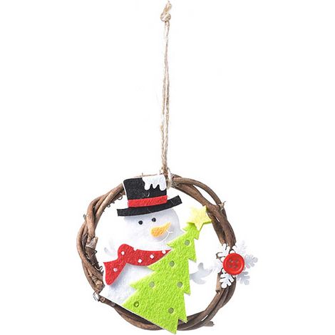 Guirlande De Noël - Anneau En Rotin Naturel - Décoration Pour Porte Arbre De Noël Salle De Bain - 9 X 9 Cm - 1 Pièce (1/3)