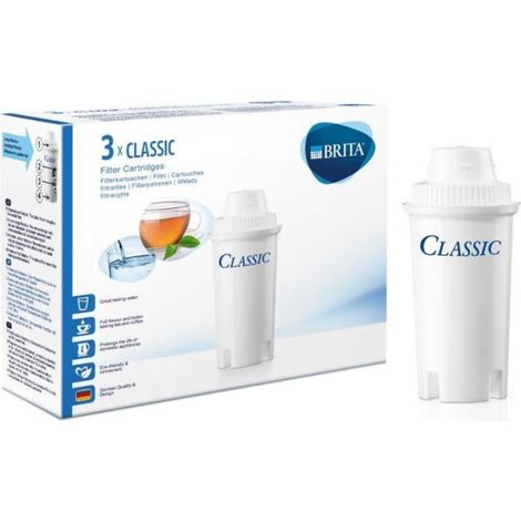 Cartouches filtrantes BRITA Classic - Pack de 3 - Réduction de tartre, chlore et impuretés - Blanc (1/3)