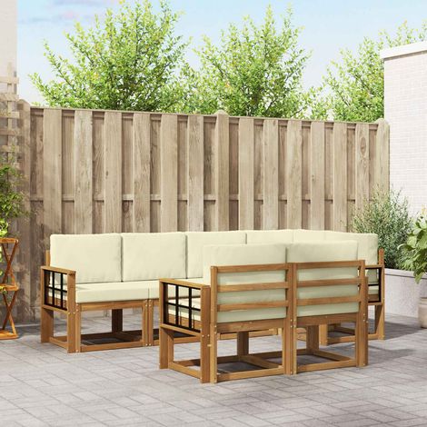 Outdoor-Sofagarnitur mit Kissen 7 pcs Natur und Creme