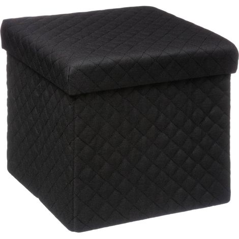 5Five Simply Smart – Pouf et coffre de rangement pliable noir 31 x 31 cm – Capacité 300 kg – Surface douce et bords arrondis pour sécurité enfants (1/4)