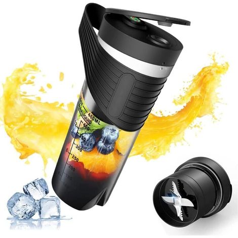 Portable Shake and Smoothie Blender 460ml BPA Free - Suitable for Fresh Berries, Travel, Gym, Office, Easy to Clean Black (1/5)